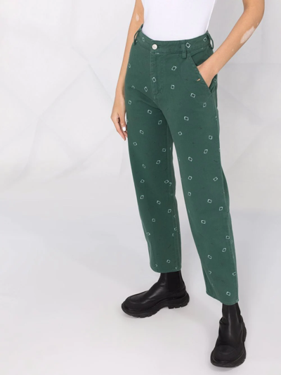 Kenzo Paisley-print Cropped Trousers In Green