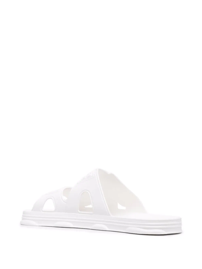 Shop Gcds Logo-lettering Strappy Slides In White