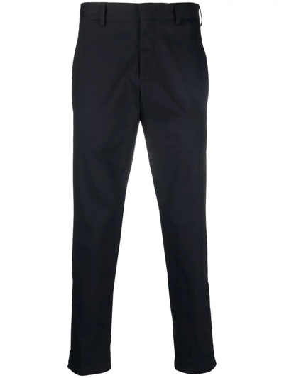Shop Pt Torino Cropped Tapered-leg Trousers In Blue