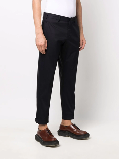 Shop Pt Torino Cropped Tapered-leg Trousers In Blue