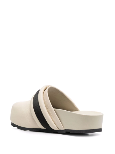 Shop Vic Matie Embossed-logo Leather Mules In Neutrals