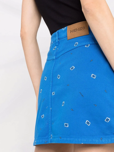 Shop Kenzo Paisley-print Skirt In Blue