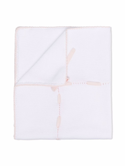 Shop Little Bear Stitch-detail Knitted Blanket In White