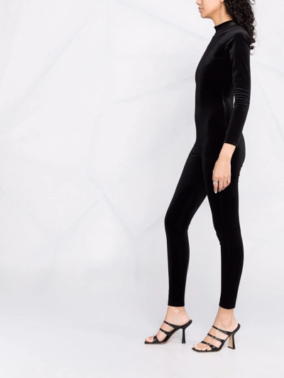 Shop Alchemy X Lia Aram Velvet-effect Long-sleeve Jumpsuit In Black