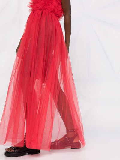 Alchemy X Lia Aram Tulle Ruffle Detail Bodysuit In Red