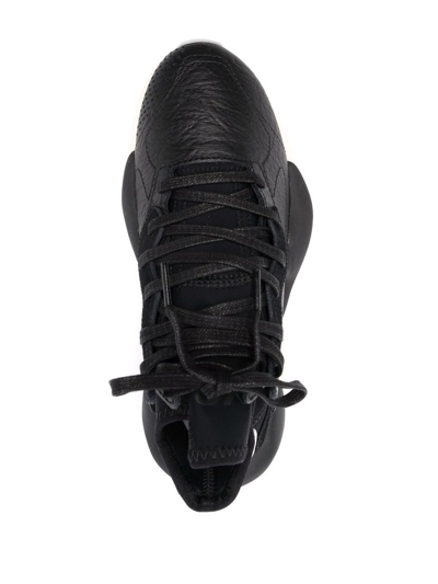 Shop Y-3 Kaiwa Low-top Leather Sneakers In Black