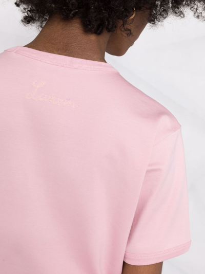 Shop Lanvin Crystal-embellished Logo Cotton T-shirt In Pink