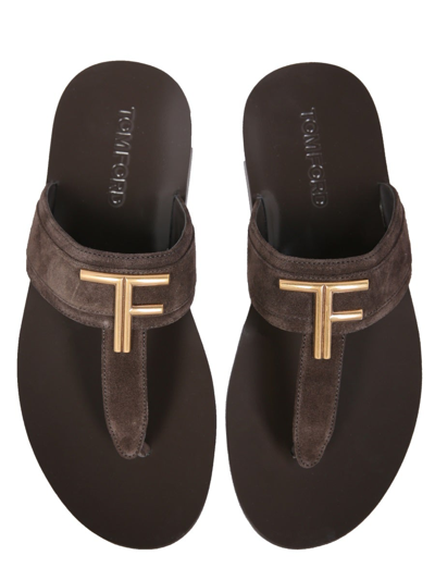 Shop Tom Ford Thong Sandals In Brown