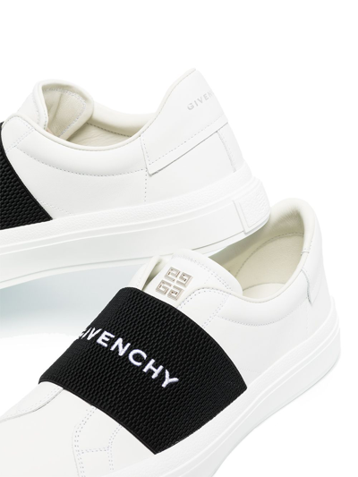 Shop Givenchy New City Elastic Leather Sneakers In White