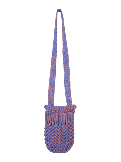 Shop Sunnei Knitted Bottle Holder Unisex In Blue