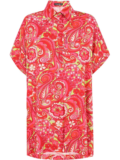 Shop Dolce & Gabbana Paisley-print Silk Shirt In Rosa