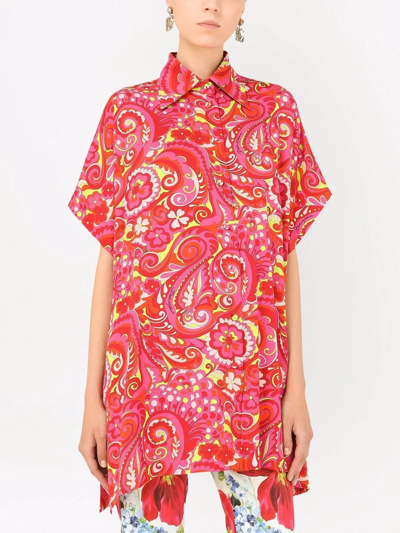 Shop Dolce & Gabbana Paisley-print Silk Shirt In Rosa