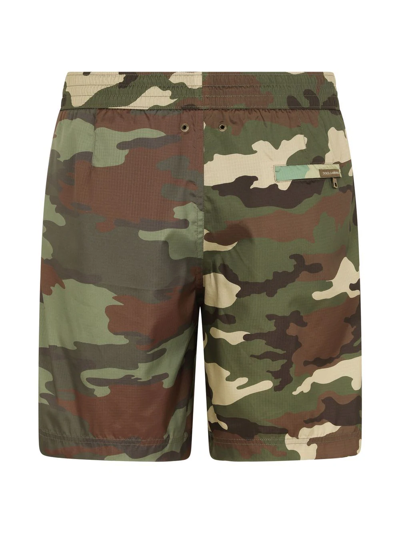 Shop Dolce & Gabbana Camouflage-print Logo-tag Swim Shorts In Green