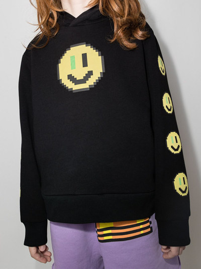 Shop Natasha Zinko Pixel Smiley-print Hoodie In Black