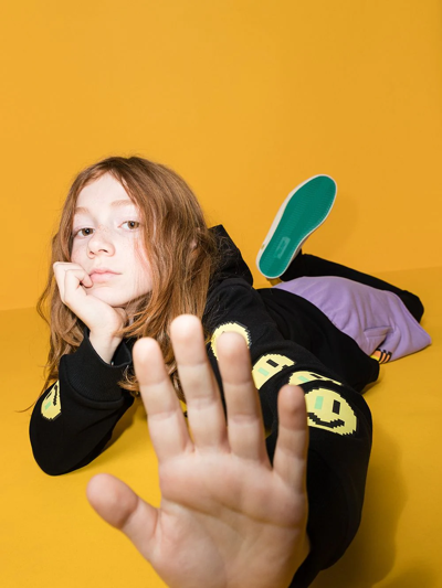 Natasha Zinko Pixel Smiley-print Hoodie In Black