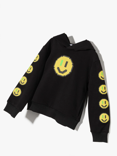 Shop Natasha Zinko Pixel Smiley-print Hoodie In Black