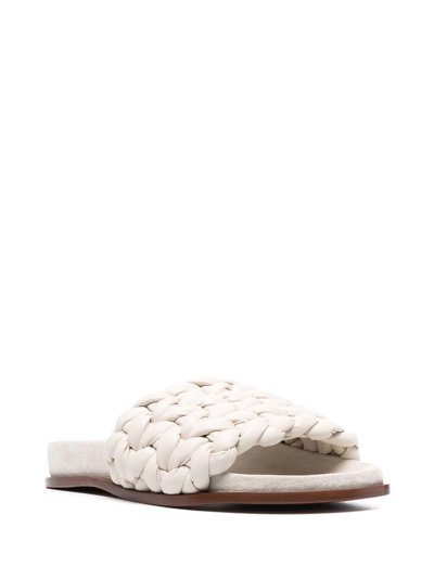 Chloé Kacey Footbed Braided Slides In Grey