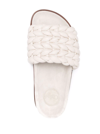 Chloé Kacey Footbed Braided Slides In Grey