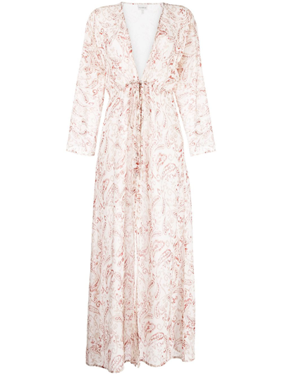 Shop Evarae Paisley-print Silk Maxi Dress In Weiss