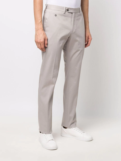 Shop Ferragamo Mid-rise Straight-leg Trousers In Grau