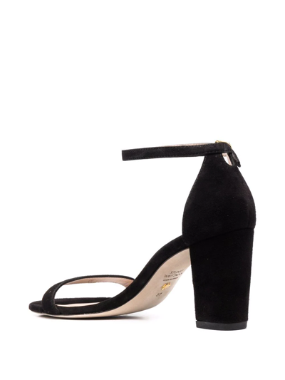 Shop Stuart Weitzman Nearlynude 90mm Block-heel Sandals In Schwarz