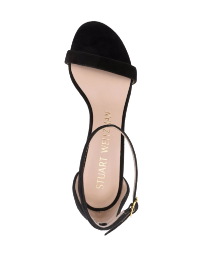 Shop Stuart Weitzman Nearlynude 90mm Block-heel Sandals In Schwarz