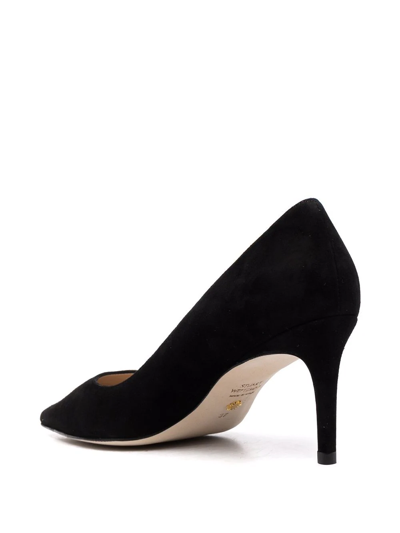 Shop Stuart Weitzman Sue 75mm Pointed-toe Pumps In Schwarz