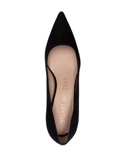 Shop Stuart Weitzman Sue 75mm Pointed-toe Pumps In Schwarz