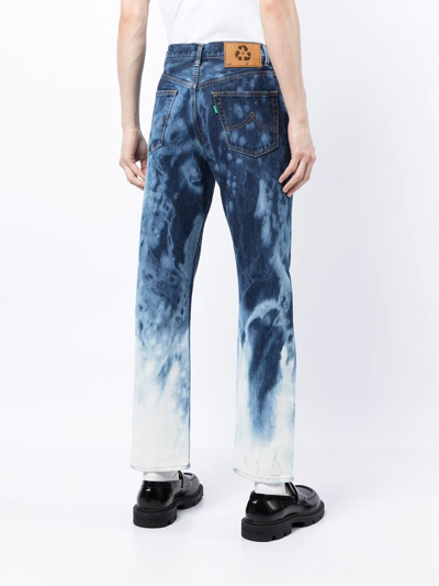 Shop Doublet Faded-effect Straight-leg Jeans In Blau