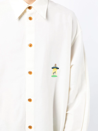 Shop Doublet Embroidered Cotton Shirt In Nude