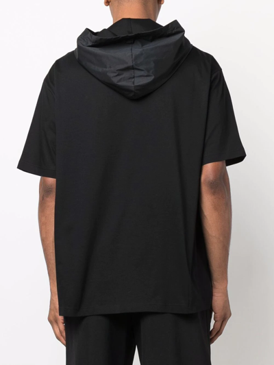 Shop Prada Hooded Jersey T-shirt In Schwarz