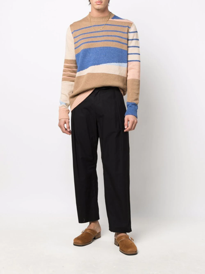 Shop Nick Fouquet Colour-block Knitted Jumper In Braun
