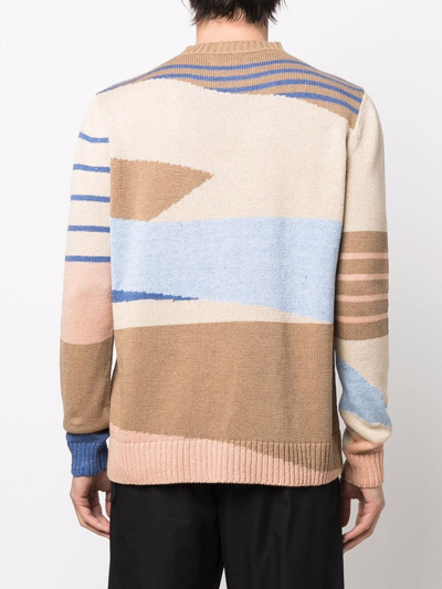 Shop Nick Fouquet Colour-block Knitted Jumper In Braun