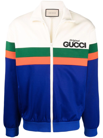 Gucci Cotton Blend Logo Track Jacket In Multicolor | ModeSens