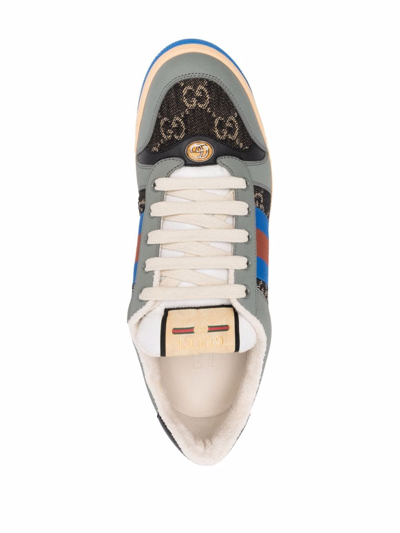 Shop Gucci Screener Lace-up Sneakers In Grau