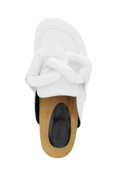 Shop Jw Anderson Leather Chain Mules In White
