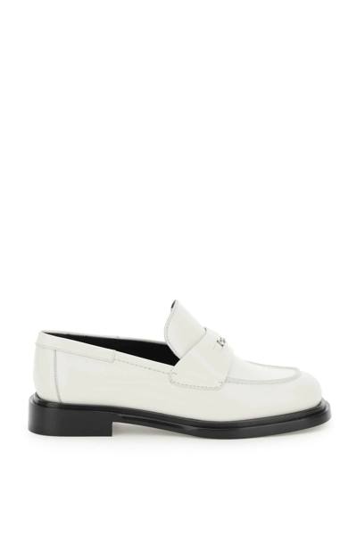 Shop Ferragamo Penny Loafers In White