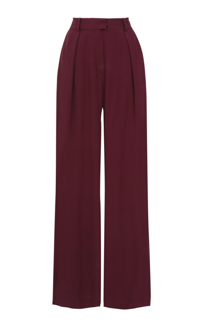 Shop Martin Grant Women's High-waisted Pleated Silk Pants In Burgundy
