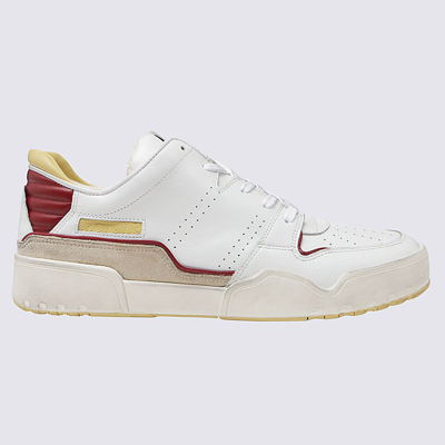 Shop Isabel Marant White Leather Emree Sneakers In Giallo