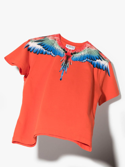 Shop Marcelo Burlon County Of Milan Wings-print Cotton T-shirt In Red