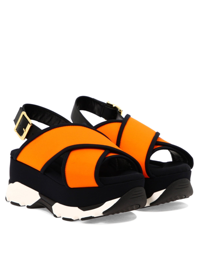 Shop Marni "sporty" Sandals In Orange