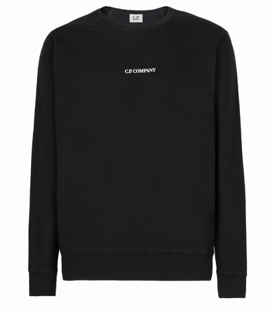 Shop C.p. Company Light Fleece Black Sweatshirt With Logo
