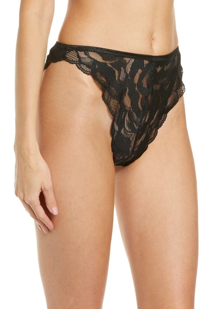 SUZY BLACK EBONY ROSE LACE HIGH-RISE PANTIES 