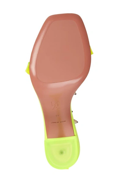 Shop Amina Muaddi Julia Jewel Clear Sandal In Pvc Fluo Yellow/ Volcan Spikes