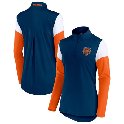 Shop Fanatics Branded Navy/orange Chicago Bears Block Party Team Authentic Quarter-zip Jacket