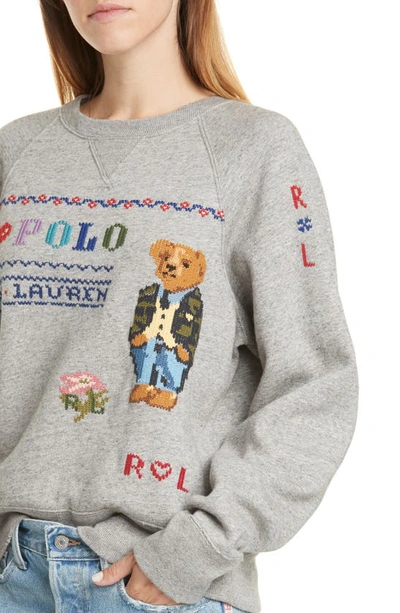 Shop Polo Ralph Lauren Bear Sweatshirt In Dark Vintage Heather