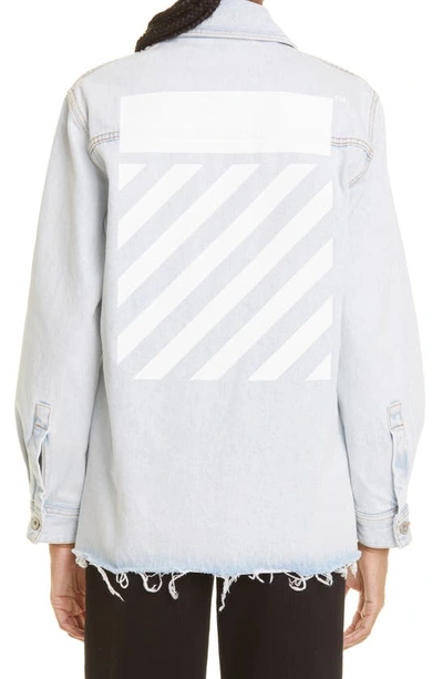 Shop Off-white Diag Cotton Denim Jacket In Blue White