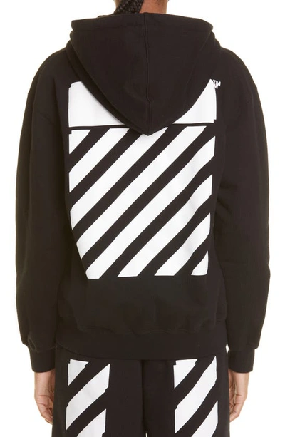 Shop Off-white Diag Organic Cotton Zip Hoodie In Black White