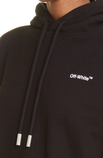 Shop Off-white Diag Stripe Logo Hooded Sweatshirt Minidress In Black White