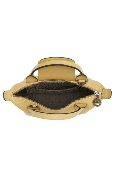 Shop Longchamp Mini Le Pliage Cuir Leather Top Handle Bag In Desert